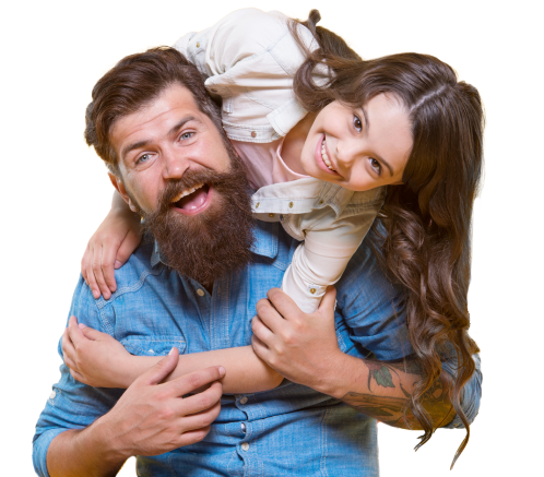 Happy father and daughter