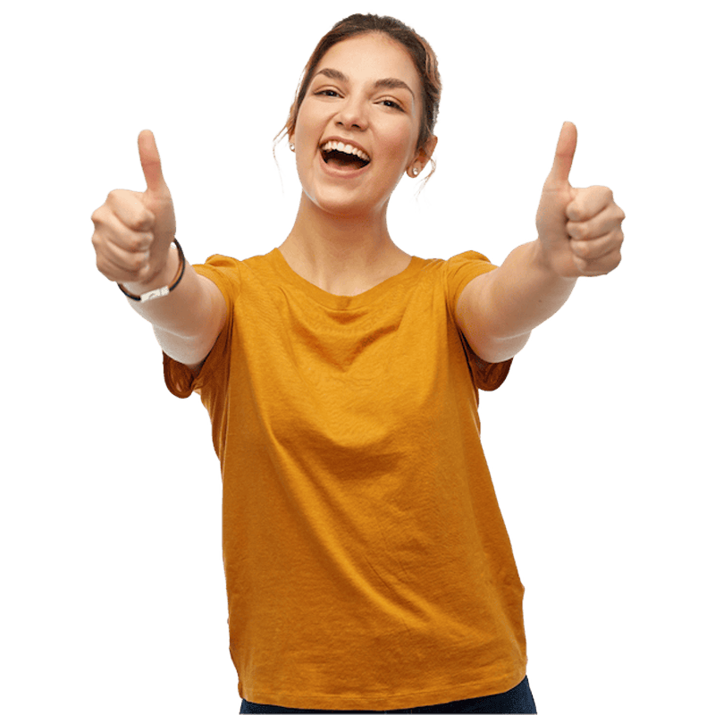 Woman giving two thumbs up